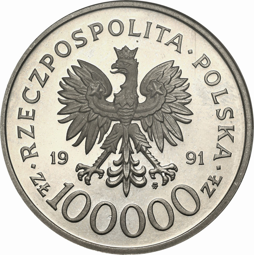 III RP. PRÓBA Nikiel 100.000 złotych 1991 Narvik